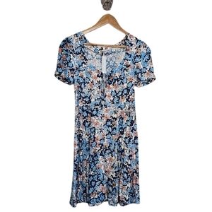 Y2K Yumi Kim floral lady liberty mini blue  white a-line dress size XS